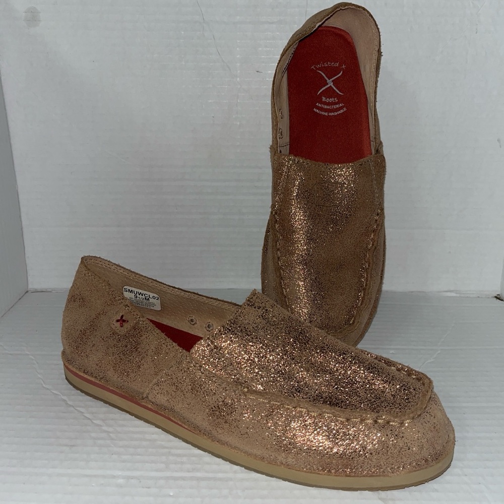 TWISTED X WOMEN'S 9.5 M BOOT BARN EXCLUSIVE COMFY SPARKLE LOAFER LEATHER SHOES